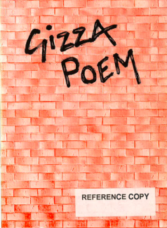 A pale red cover with the words Gizza Poem in black.